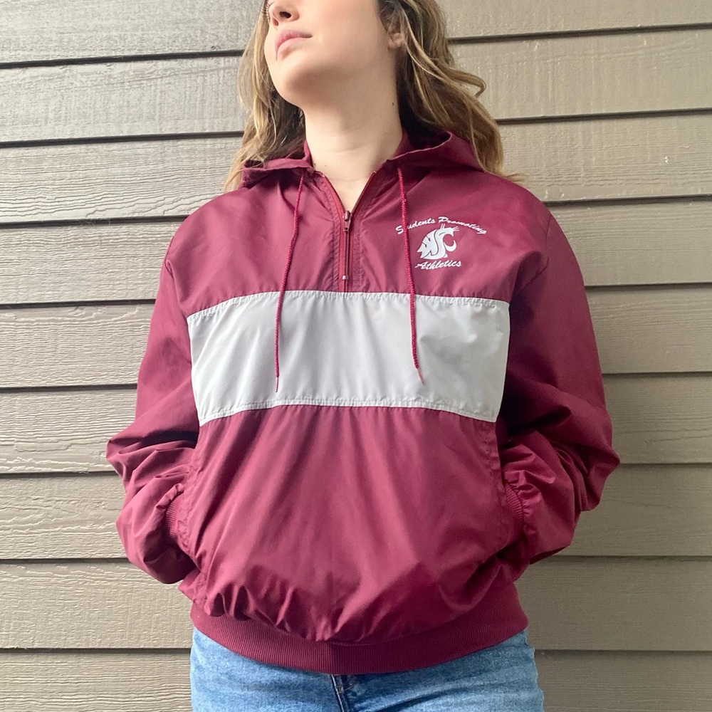 VINTAGE Washington State University Crimson & Gray Half Zip